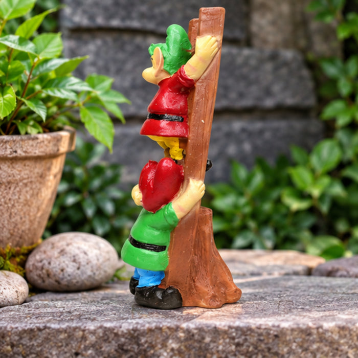 Resin Funny 2 Gnomes on Ladder Santa Idol, Standard (Style 04)