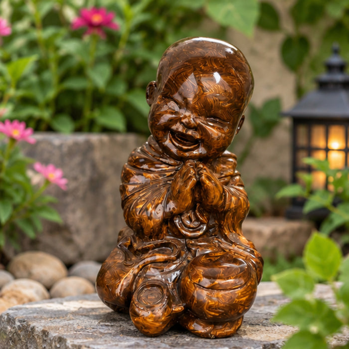 Handcrafted 13-Inch Decorative Smiling Monk