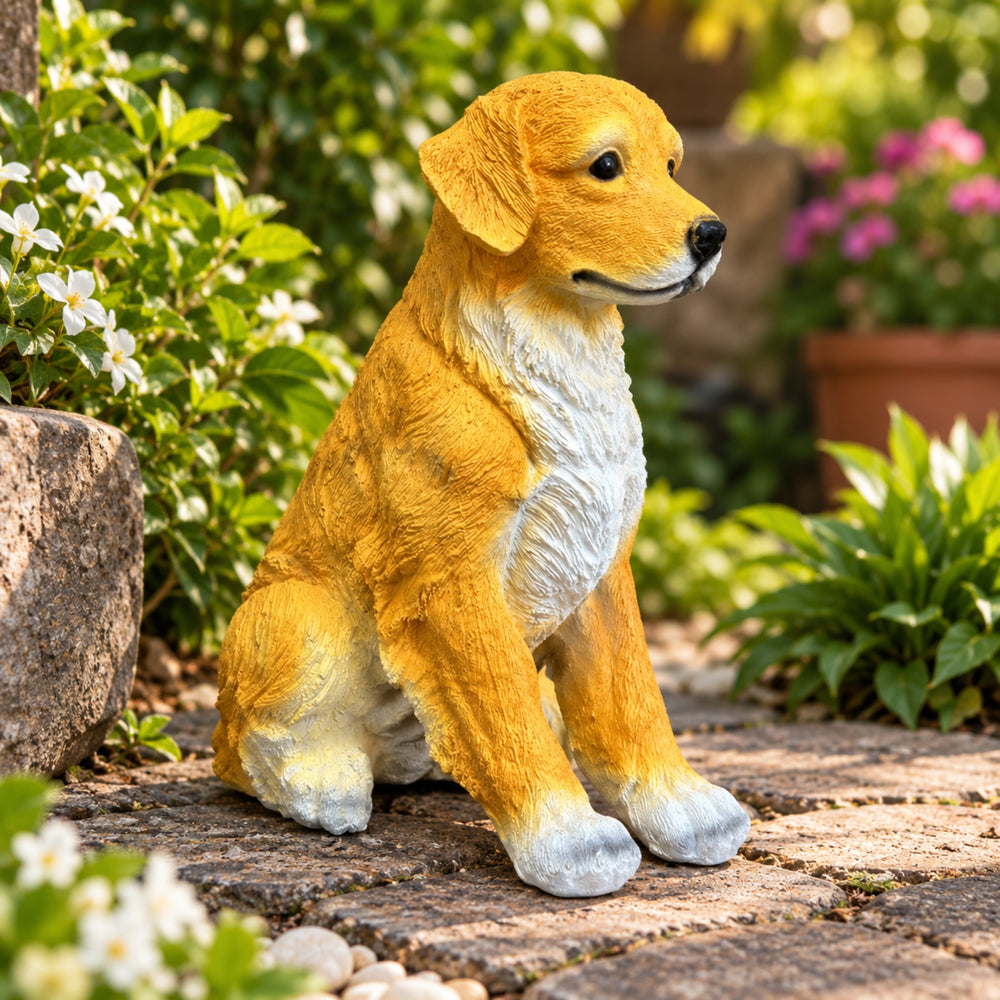 Realistic Sitting Dog Garden Statue