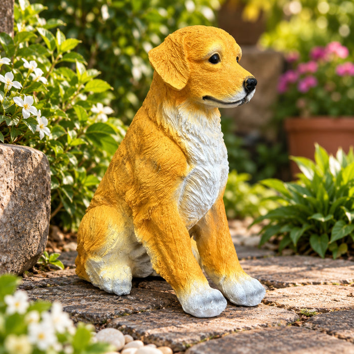 Realistic Sitting Dog Garden Statue