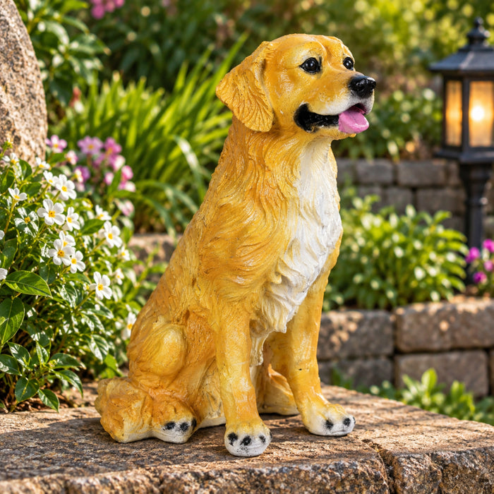 Sitting Dog Animal Statue – Hand-Painted Resin Figurine for Indoor/Outdoor