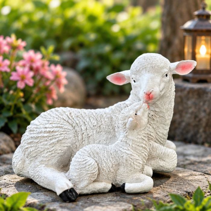 6 Inch Mother Sheep Statue for Garden Décor