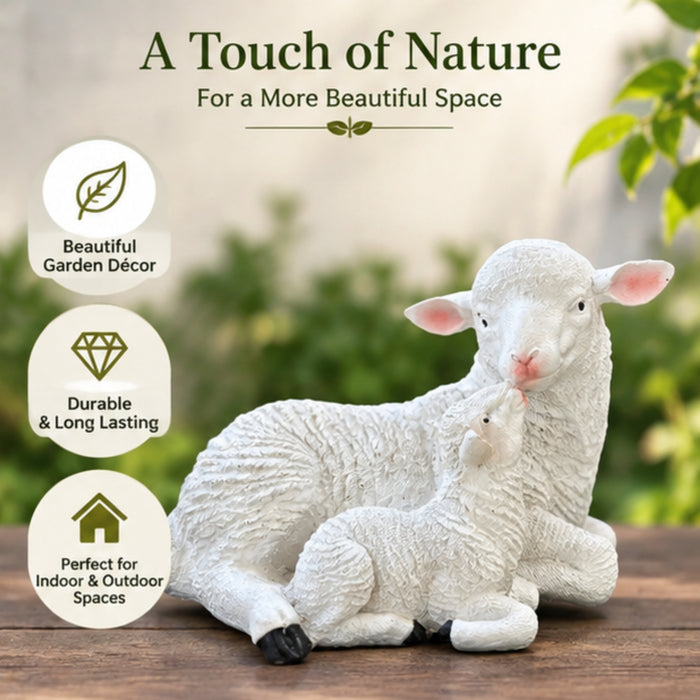 6 Inch Mother Sheep Statue for Garden Décor