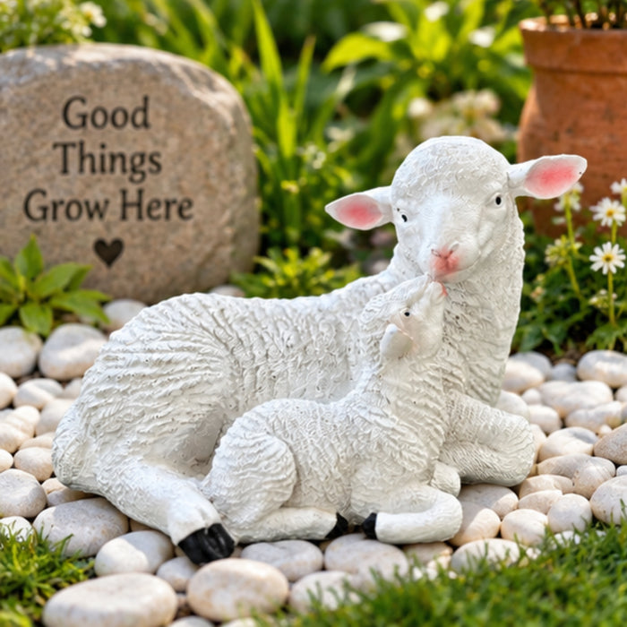 6 Inch Mother Sheep Statue for Garden Décor