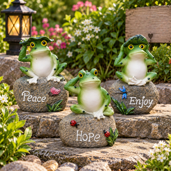 3-Piece Zen Frog Garden Statues