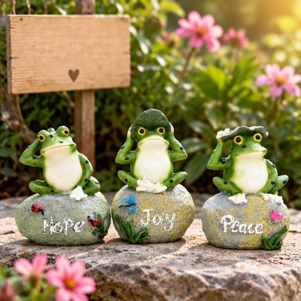 3-Piece Zen Frog Garden Statues