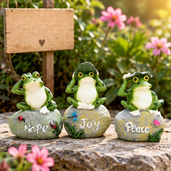 3-Piece Zen Frog Garden Statues