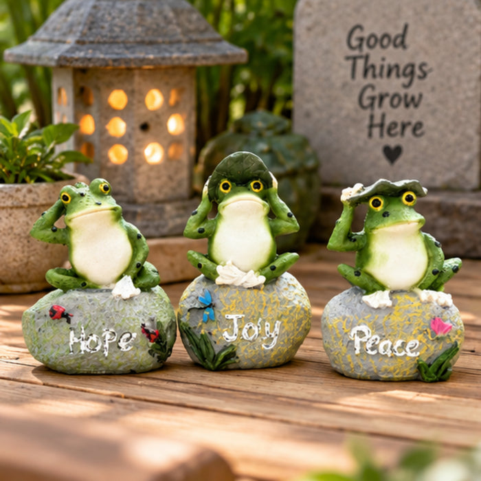 3-Piece Zen Frog Garden Statues
