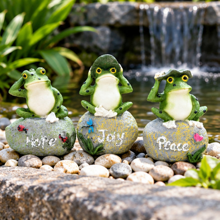 3-Piece Zen Frog Garden Statues