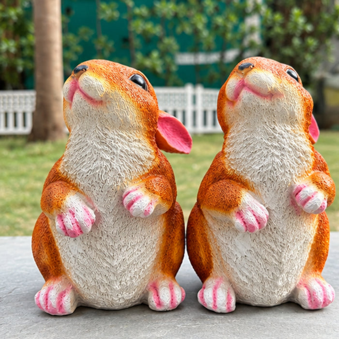 Pair of Small Sitting Rabbit Garden Statues