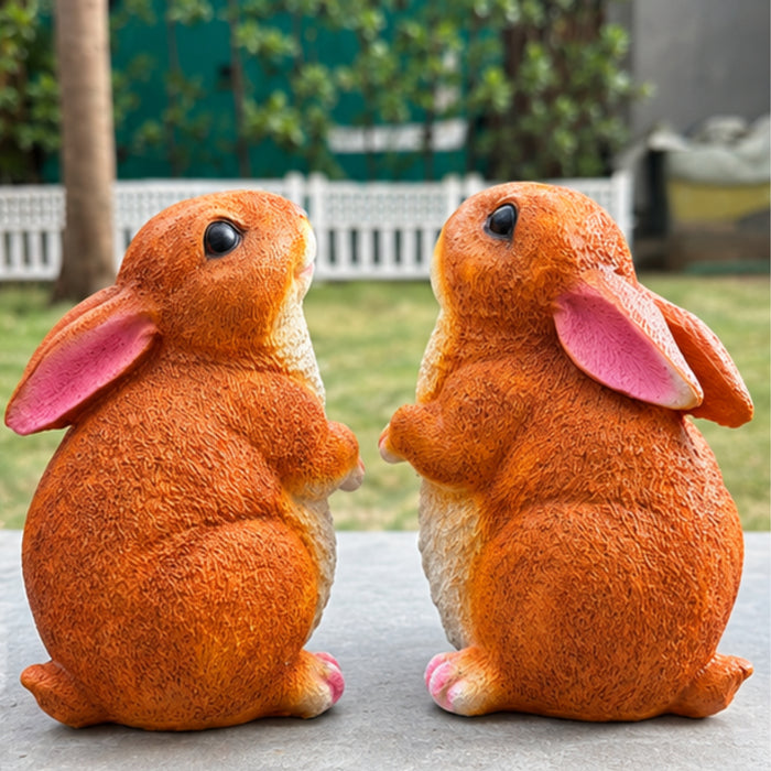 Pair of Small Sitting Rabbit Garden Statues