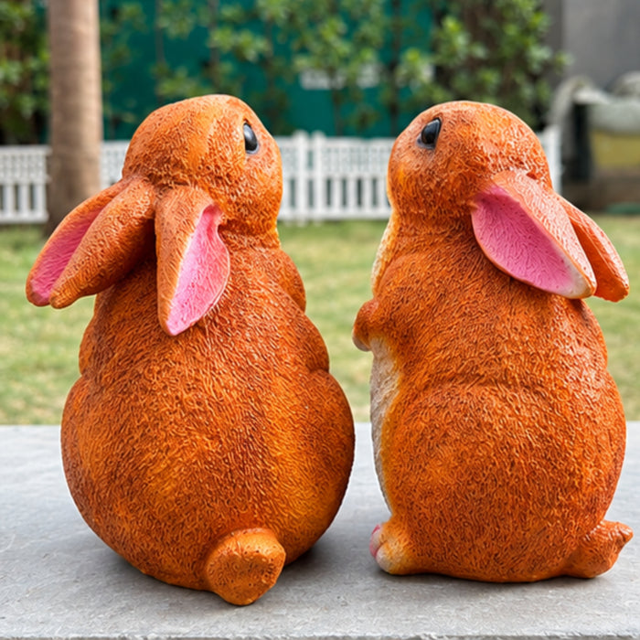 Pair of Small Sitting Rabbit Garden Statues