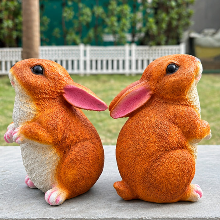 Pair of Small Sitting Rabbit Garden Statues