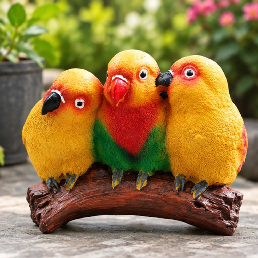 Three Birds on a Branch Garden Statue