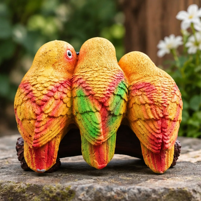 Three Birds on a Branch Garden Statue