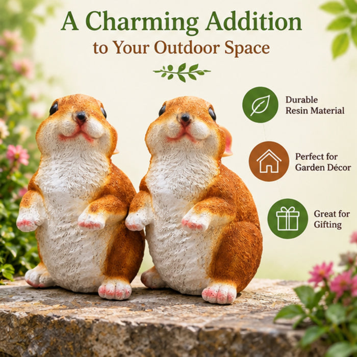 Cute Bunny Garden Decor Showpiece | Resin Bunny Animal Figurines