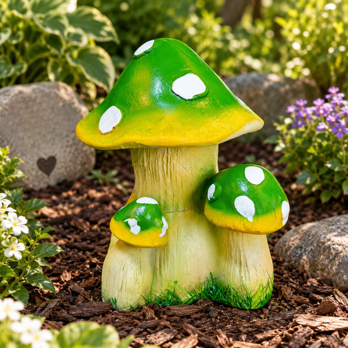 Green Mushroom Cluster Garden / Balcony Decor Statue