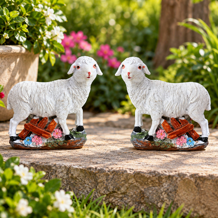 Wonderland Decorative White Lamb Figurines (Set of 2)