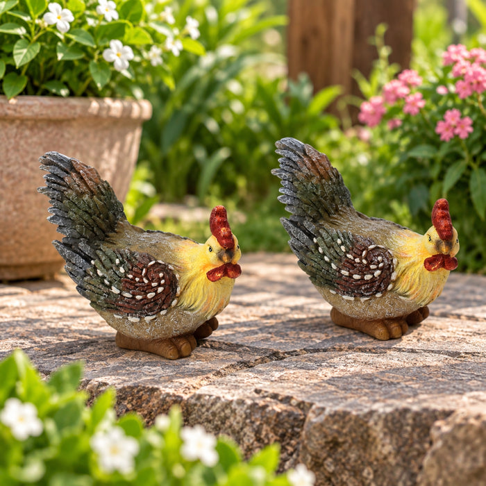 Wonderland 2 pieces Hens Roosters Figurines Terrarium Bonsai Garden Decor Rooster | Statues & Lawn Ornaments | Garden Decor | Yard, Garden & Outdoor Living