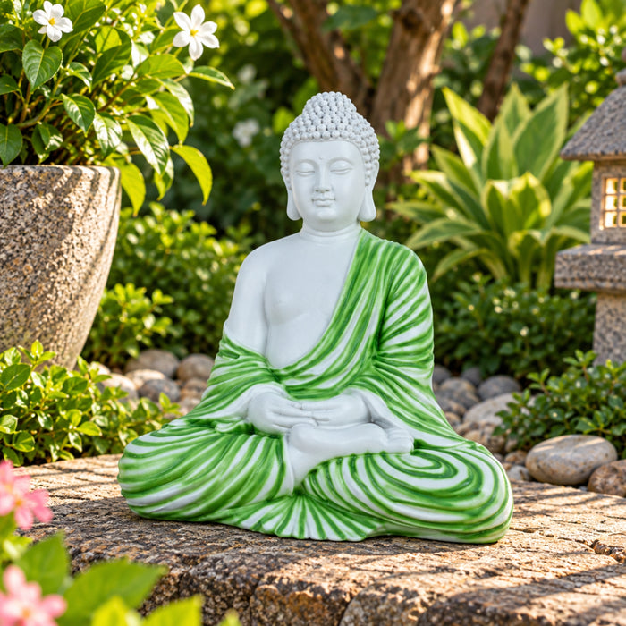 14 inch Buddha Statue for Home and Garden Decoration (Green)