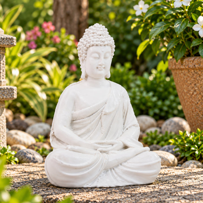 Small Buddha Statue for Home Decoration (White)