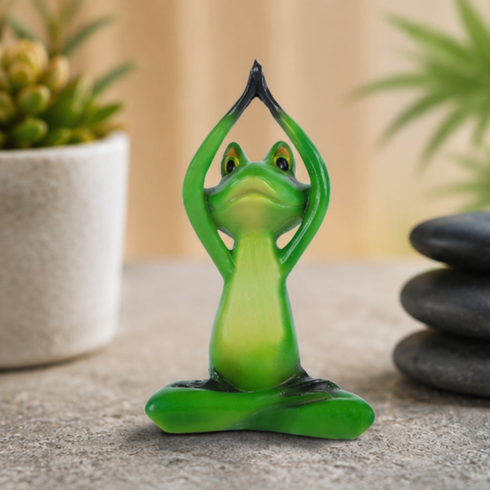 Resin Yoga Frog Hands Folding Statue for Decoration