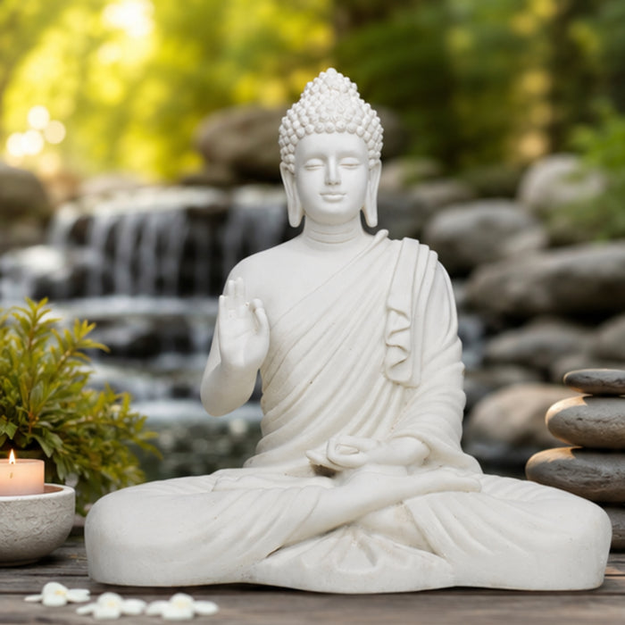 White Buddha Statue | Height 14 Inch | Matereial Resin