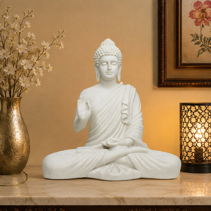 White Buddha Statue | Height 14 Inch | Matereial Resin