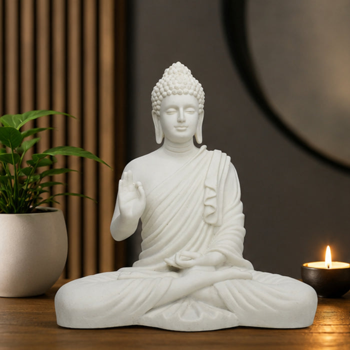 White Buddha Statue | Height 14 Inch | Matereial Resin