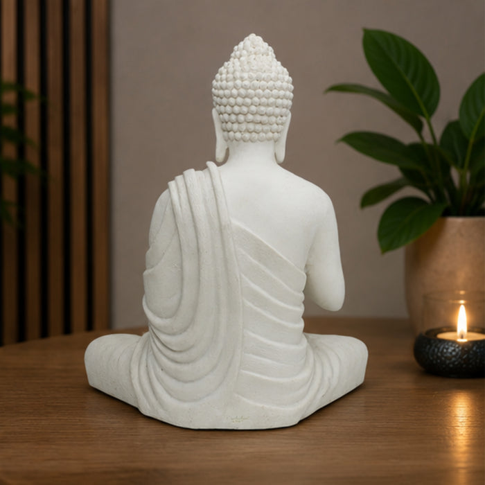 White Buddha Statue | Height 14 Inch | Matereial Resin