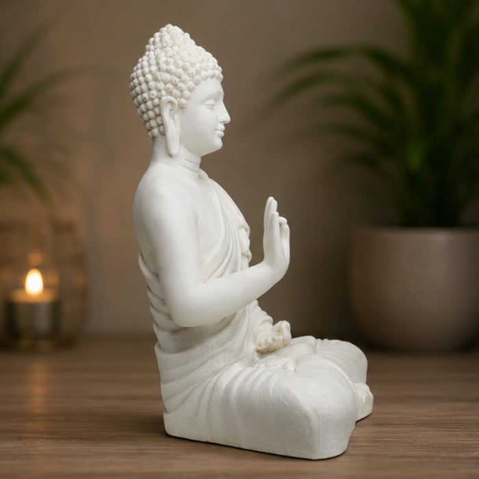 White Buddha Statue | Height 14 Inch | Matereial Resin
