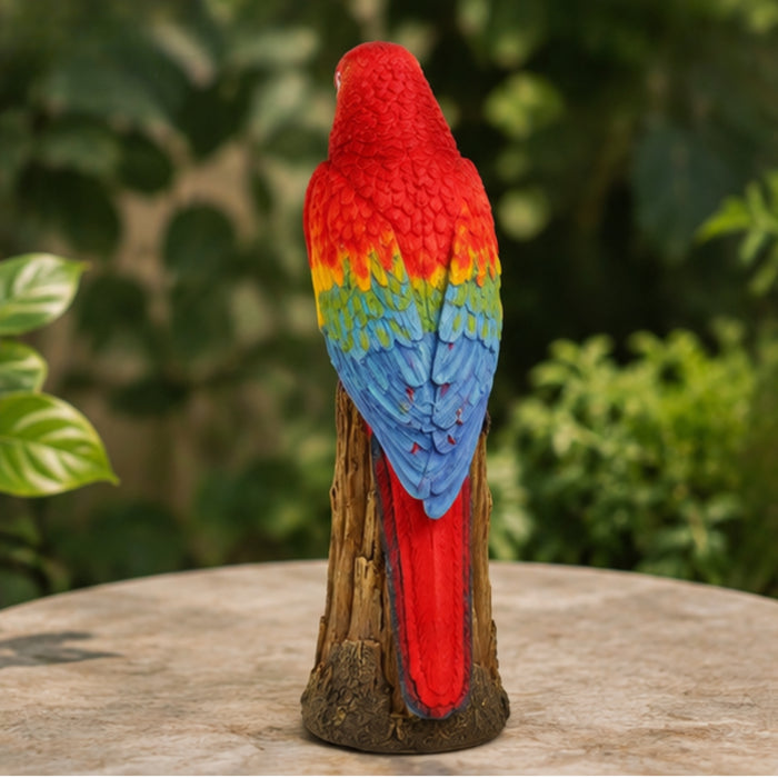 Scarlet Macaw/parrot sitting on tree statue | Height 18.5 Inches