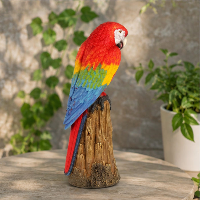 Scarlet Macaw/parrot sitting on tree statue | Height 18.5 Inches