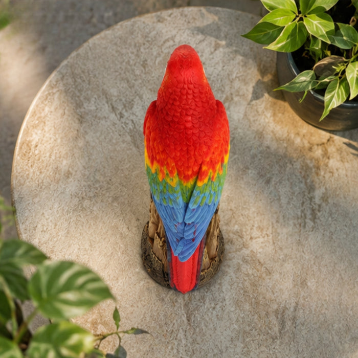 Scarlet Macaw/parrot sitting on tree statue | Height 18.5 Inches