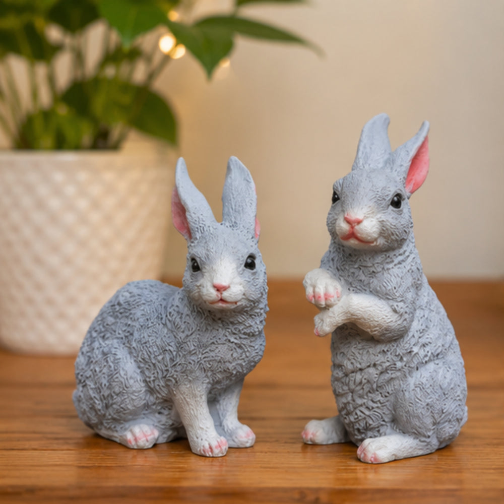 ( Set of 2)  Resin garden decor Sitting and Standing Rabbits