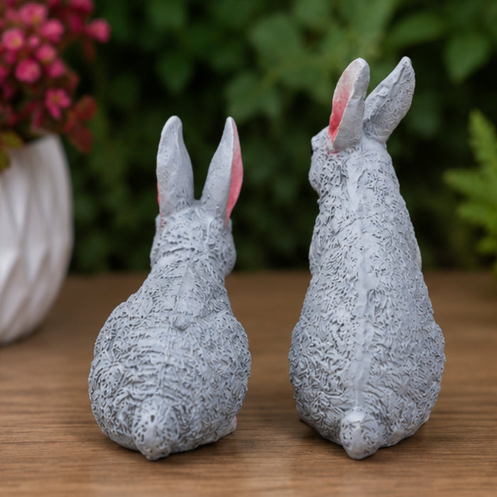 ( Set of 2)  Resin garden decor Sitting and Standing Rabbits