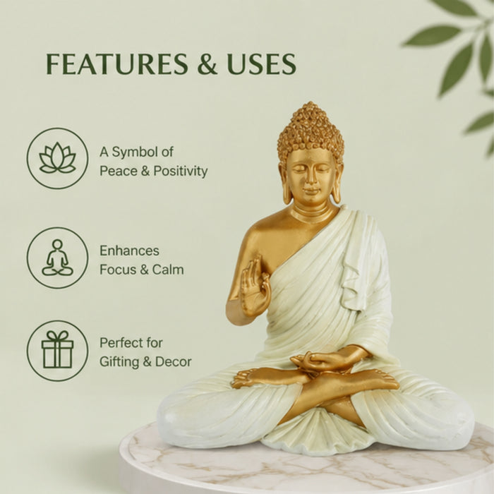 14 '' Buddha (Golden Body & Seagreen)  (Aashirwad)
