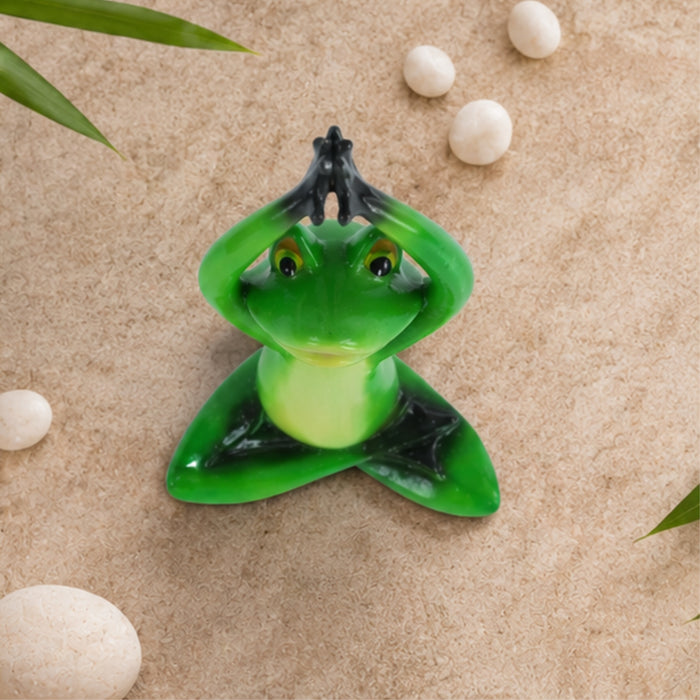 Resin Yoga Frog Hands Folding Statue for Decoration
