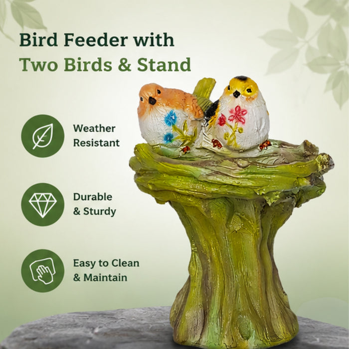 Bird Feeder with Two Birds & Stand