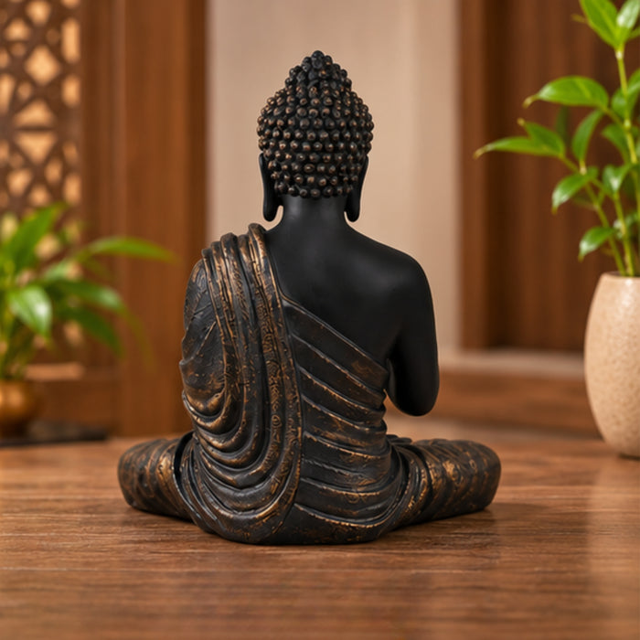 Resin 14'' Black Buddha (Aashirwad)