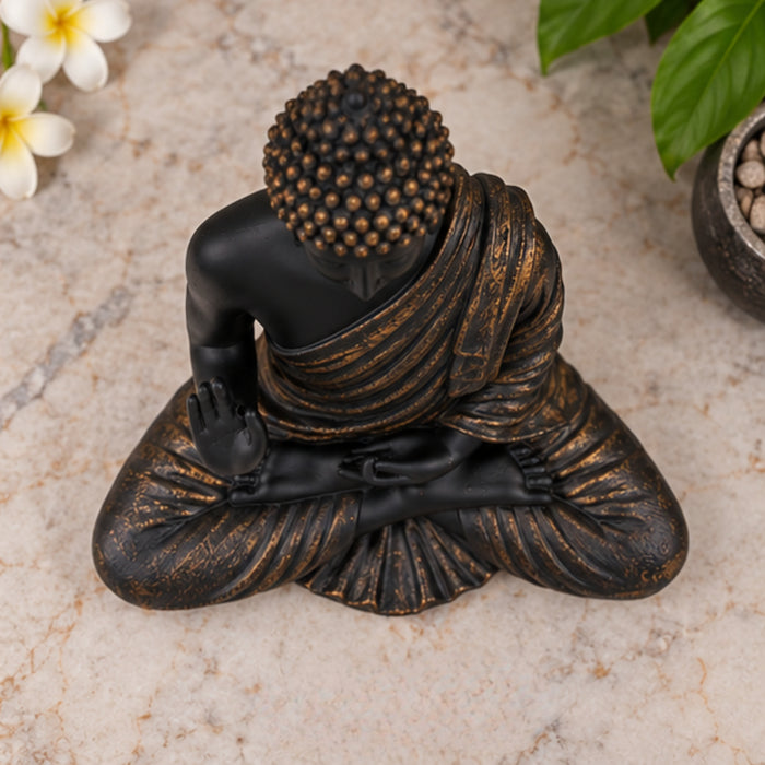 Resin 14'' Black Buddha (Aashirwad)