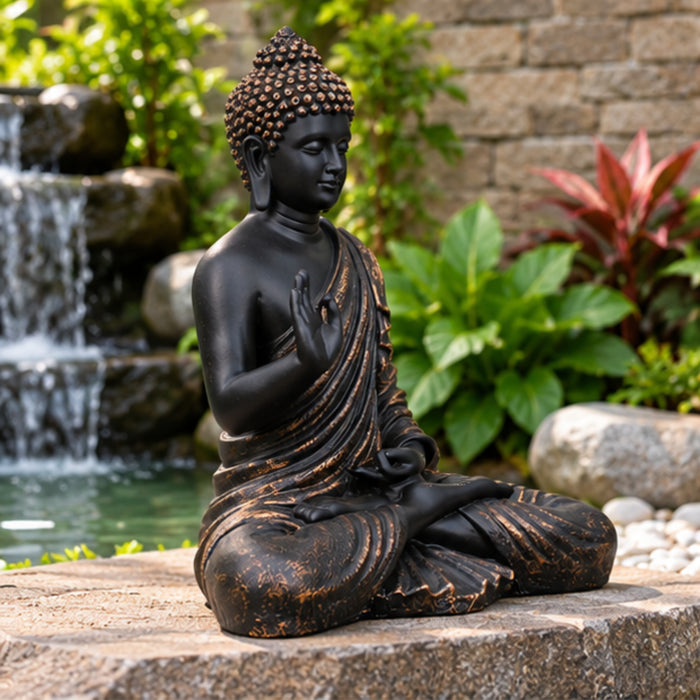Resin 14'' Black Buddha (Aashirwad)