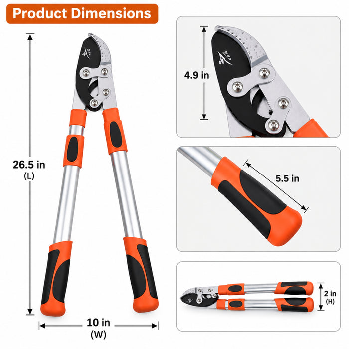 Heavy-Duty Extendable Bypass Lopper with Ergonomic Grips – Branch & Stem Pruning Tool