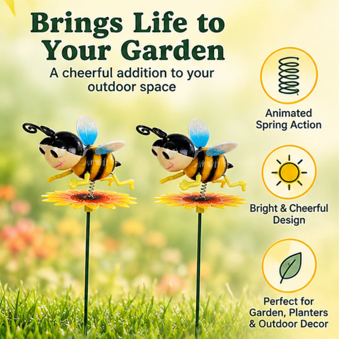 (Set of 2) Plastic Animated Bee on Sunflower