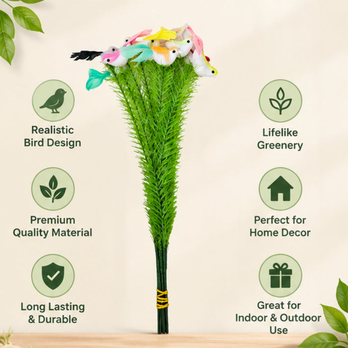 Artificial Sparrow and Greenery Decorative Bunch