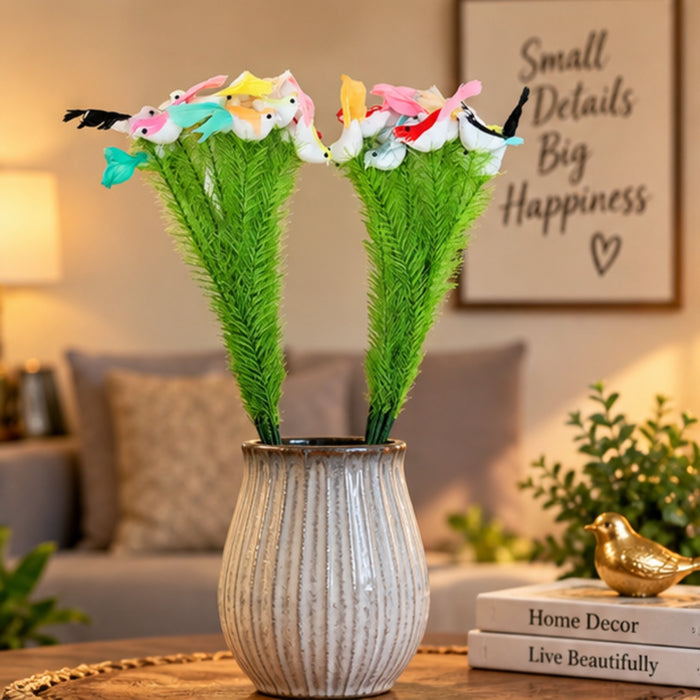 Artificial Sparrow and Greenery Decorative Bunch