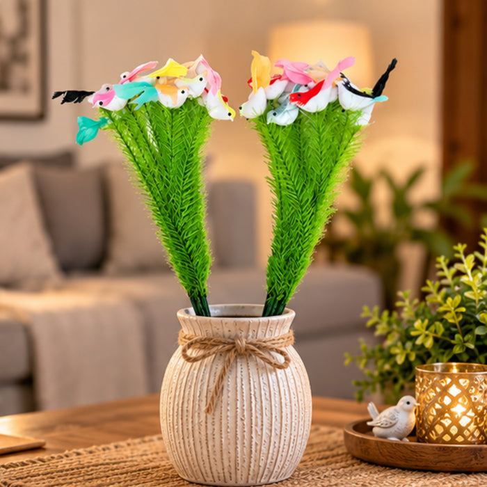 Artificial Sparrow and Greenery Decorative Bunch
