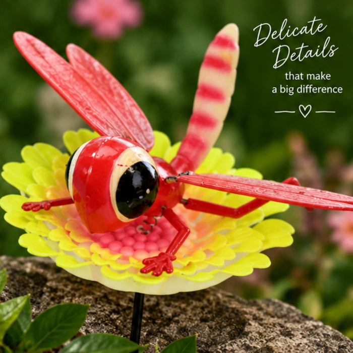 (Set of 4) Dragon Fly on Flower Sticks