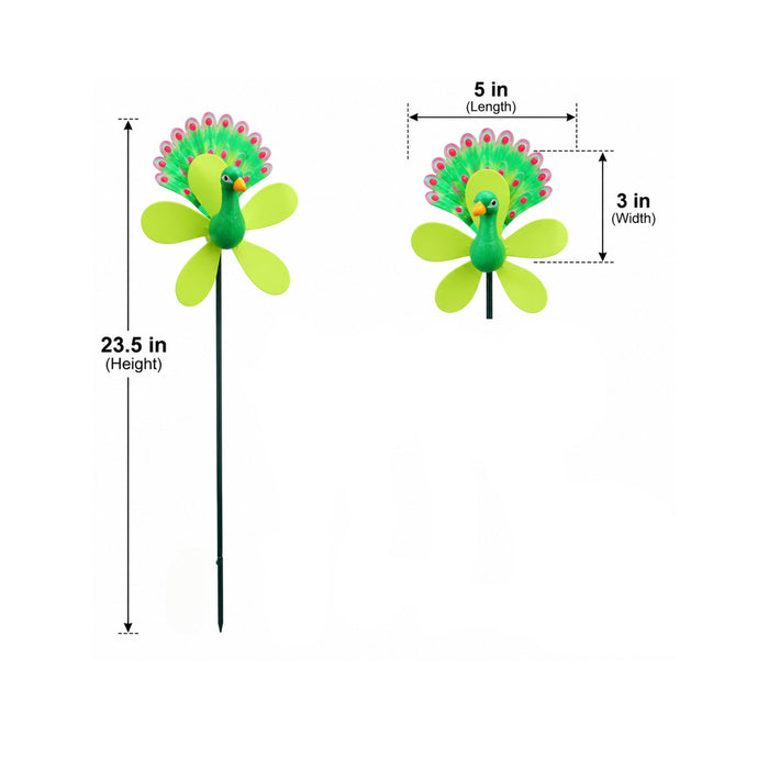 Peacock Windmill Garden Stakes – Set of 2 or Set of 4