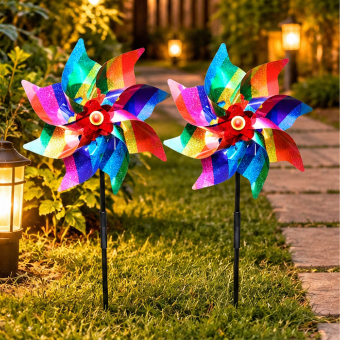 2 Pc Colorful Garden Windmill Pinwheel Decorative Garden Spinner
